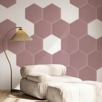 Obklad Sametový čalouněný panel - Šestiúhelník - 26x30cm Růžová