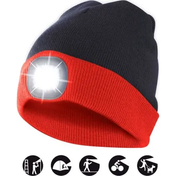 Módní doplněk čepice CAP15 s LED světlem červeno-černá