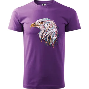 Pánské tričko DOBRÝ TRIKO Pánské tričko s potiskem Hlava orla Velikost: S, Barva: Fialová