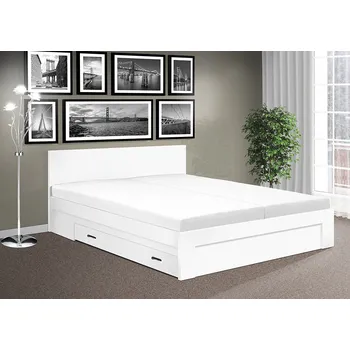 Postel Nabytekmorava Manželská postel Simon s úložným prostorem a roštem 160x200cm barva lamina: Bílá 113