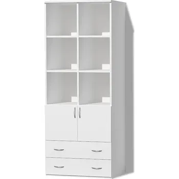 Šatní skříň Nabytekmorava Policová skříň s šuplíky Alfa 128 barva lamina: bílá