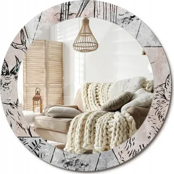 Zrcadlo Dekorativní nástěnné zrcadlo s potiskem Abstrakce zvířata Průměr 70 cm