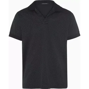 Pánské tričko PORSCHE DESIGN Seasonal Polo T-shirt Tričko s límečkem žakárové bavlněné černá se vzorem (Exkluzivní žakárové tričko od Porsche Design s poutavým šestiúhelníkovým vzorem.)