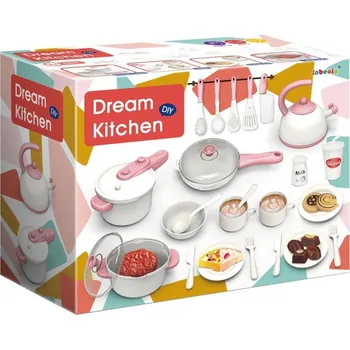 Dětská kuchyňka Bavytoy Sada nádobí 32 ks bílo-růžová