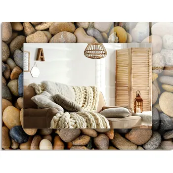 Zrcadlo Dekorativní závěsné zrcadlo s potiskem Barevné hladké kameny 80x60 cm
