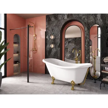 Vana Volně stojící vana OTYLIA bílá, Bílá, Chromové, 170 × 77 cm VANMER170C + slevový kód, + prodloužená záruka