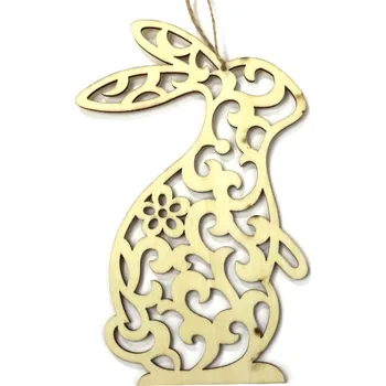 Velikonoční dekorace Dřevěná dekorace, zajíc, závěs, 18 cm, 1ks