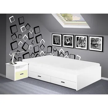 Postel Nabytekmorava Postel s úložným prostorem Renata 120x200 cm barva lamina: bílá, boční čela: bez bočních čel