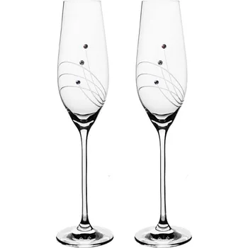 Sklenice Bohemia Crystal Sklenice na sekt, přátelská souprava paprsky - 2 ks. Swarovski, Preciosa