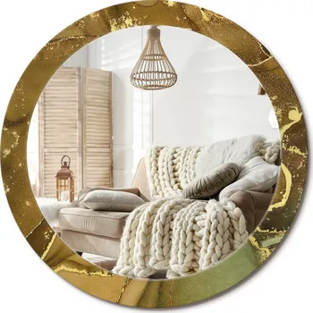 Zrcadlo Moderní dekorativní kulaté zrcadlo s potiskem průměr 80 cm Metalické víry