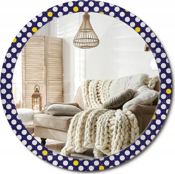Zrcadlo Loftové zrcadlo s ozdobným skleněným rámem Retro puntíky XXL průměr 100 cm