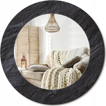 Zrcadlo Kulaté nástěnné dekorativní zrcadlo ve skleněném rámu průměr 50 cm Černý kámen