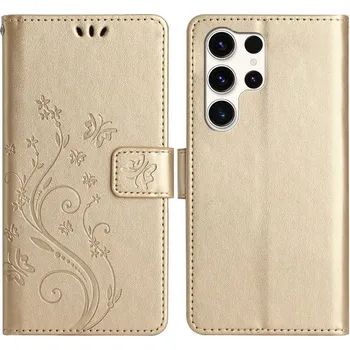 Pouzdro na mobilní telefon Flowers knížkové pouzdro na Samsung Galaxy S25 Ultra - zlaté