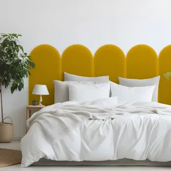 Obklad Sametový čalouněný panel - Oblouk - 30x100cm Žlutá