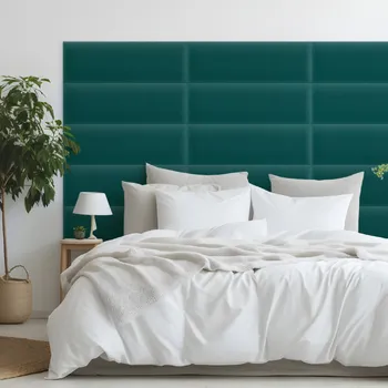 Obklad Sametový čalouněný panel - Obdélník - 60x20cm Tyrkysová