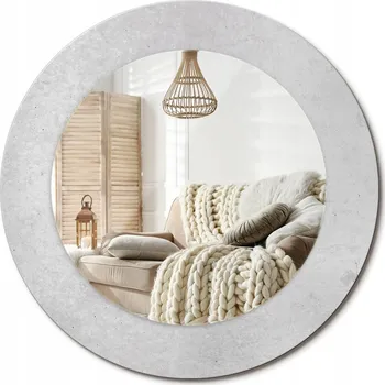 Zrcadlo Moderní dekorativní kulaté zrcadlo s potiskem průměr 50 cm Textura betonu