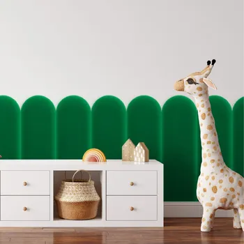 Obklad Sametový čalouněný panel - Oblouk - 20x60cm Zelená