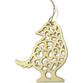 Dřevěná dekorace, pták, závěs, 18 cm, 1ks