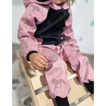 Chlapecká bunda Yháček Softshellová bunda Yháček, podzim, reflexní, jednorožci na starorůžové Velikost: 128