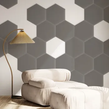 Obklad Sametový čalouněný panel - Šestiúhelník - 26x30cm Šedá