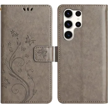 Pouzdro na mobilní telefon Flowers knížkové pouzdro na Samsung Galaxy S25 Ultra - šedé