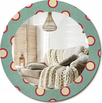 Zrcadlo Kulaté nástěnné dekorativní zrcadlo ve skleněném rámu průměr 60 cm Kruhy tečky