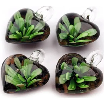 Přívěsek Skleněný přívěsek srdce 21x21 mm Varianta: 6 zelená irská, Balení: 1 ks