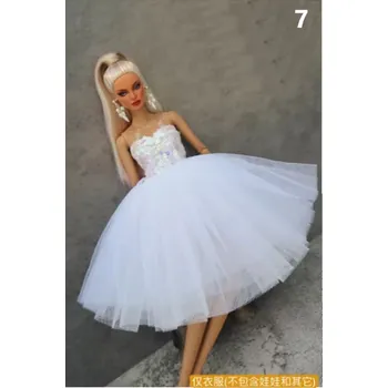 Doplněk pro panenku Bílé/růžové krajkové šaty pro panenku Barbie Varianta: 7