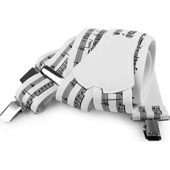 Kšandy Šle hudební šíře 4 cm délka 120 cm Varianta: 6 bílá noty, Balení: 1 ks