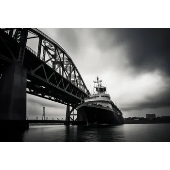 Plakát Plakát Loď u mostu bez rámu 91,5 x 61 cm