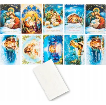 Sada 10 ks vánočních přáníček s oplatkem, vánoční přání MIX