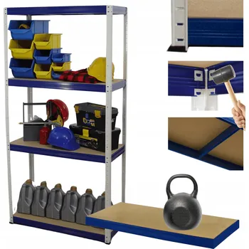 Dílenský regál Kovový regál do skladu, garáže, stojan HELIOS 180x120x35cm, 4 police x 175kg PL