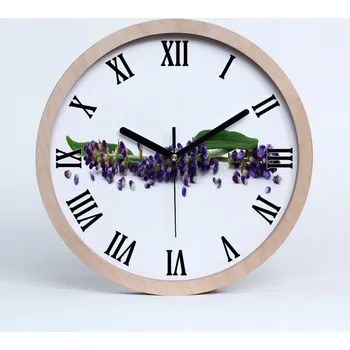 Hodiny Dřevěné nástěnné hodiny římské levandule průměr 30 cm