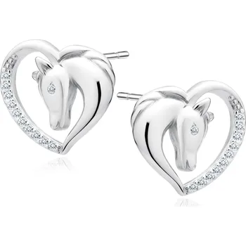 Náušnice Olivie 4655 Stříbrné náušnice KŮŇ V SRDCI Stříbrná
