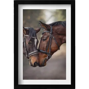 Obraz Dekorativní nástěnný obraz v rámu s grafikou Portrét koní v lese 20x30 cm