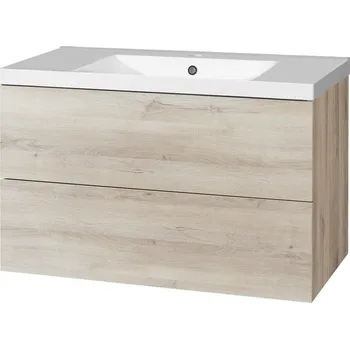 Mereo Aira, koupelnová skříňka s umyvadlem z litého mramoru 101 cm, dub Kronberg CN722M