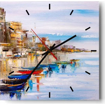 Hodiny Velké nástěnné hodiny na zeď 40x40 Krajina Skleněné hodiny Čtvercové Tiché