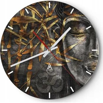 Hodiny Velké nástěnné hodiny na zeď 40x40 Buddha Skleněné hodiny Kulatý Tiché
