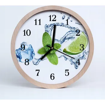 Hodiny Nástěnné hodiny z překližky Tiché Máta Koření 25 cm