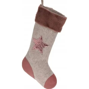 Vánoční dekorace Vánoční ponožka 44 cm stromeček růžová