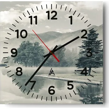 Hodiny Kuchyňské nástěnné hodiny 30x30 Krajina Skleněné hodiny do obýváku Moderní Tiché