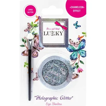 Oční stíny EP line LUKKY Oční stíny gelové dětské s holgrafickými třpytkami a štětcem Stříbrné
