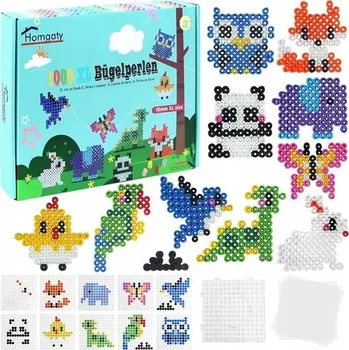 Vrták Homgaty Velká sada zažehlovacích korálků 10 mm, 1000 kusů, 10 vzorů