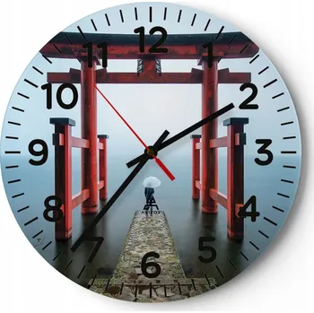 Hodiny Nástěnné hodiny do obýváku 40x40 Asie Kulatý Skleněné hodiny Loft Tiché