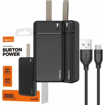 Powerbanka NABÍJECÍ STANICE / POWERBANKA 30000MAH SILNÁ RYCHLÁ 2,1A USB C + KABEL RECCI