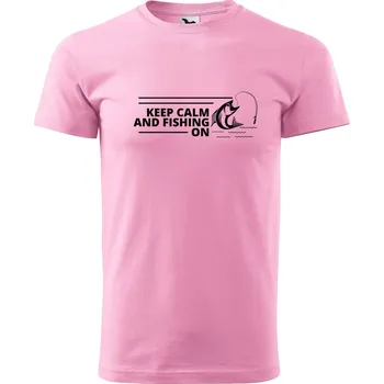 Pánské tričko DOBRÝ TRIKO Pánské tričko s potiskem Keep calm fishing Velikost: XL, Barva: Růžová