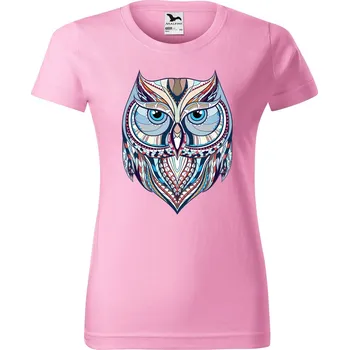 DOBRÝ TRIKO Dámské tričko s potiskem Sova Barva: Růžová, Velikost: L