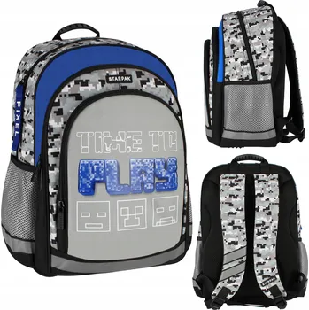 Školní batoh Vícekomorový Školní batoh Starpak v odstínech šedé a stříbrné