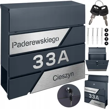 Poštovní schránka Poštovní schránka euroschránka, s vhozem, se schránkou na noviny M-TEC šedá