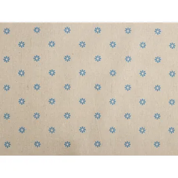 Bavlněná metráž / imitace lnu hrubší, květy Varianta: 1 režná modrá, Balení: 1 m